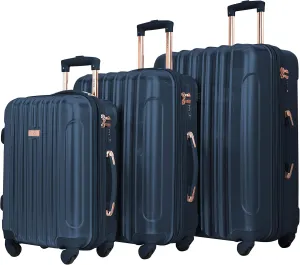 kensie Women's Alma Luggage, Midnight Blue, 3 Piece Set (28"/24"/20")