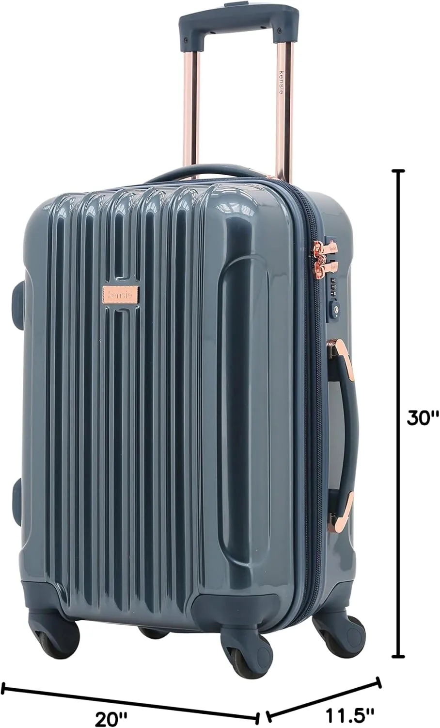 kensie Women's Alma Luggage, Midnight Blue, 3 Piece Set (28"/24"/20")