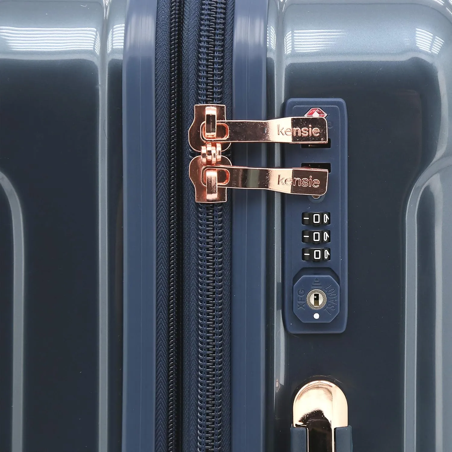 kensie Women's Alma Luggage, Midnight Blue, 3 Piece Set (28"/24"/20")