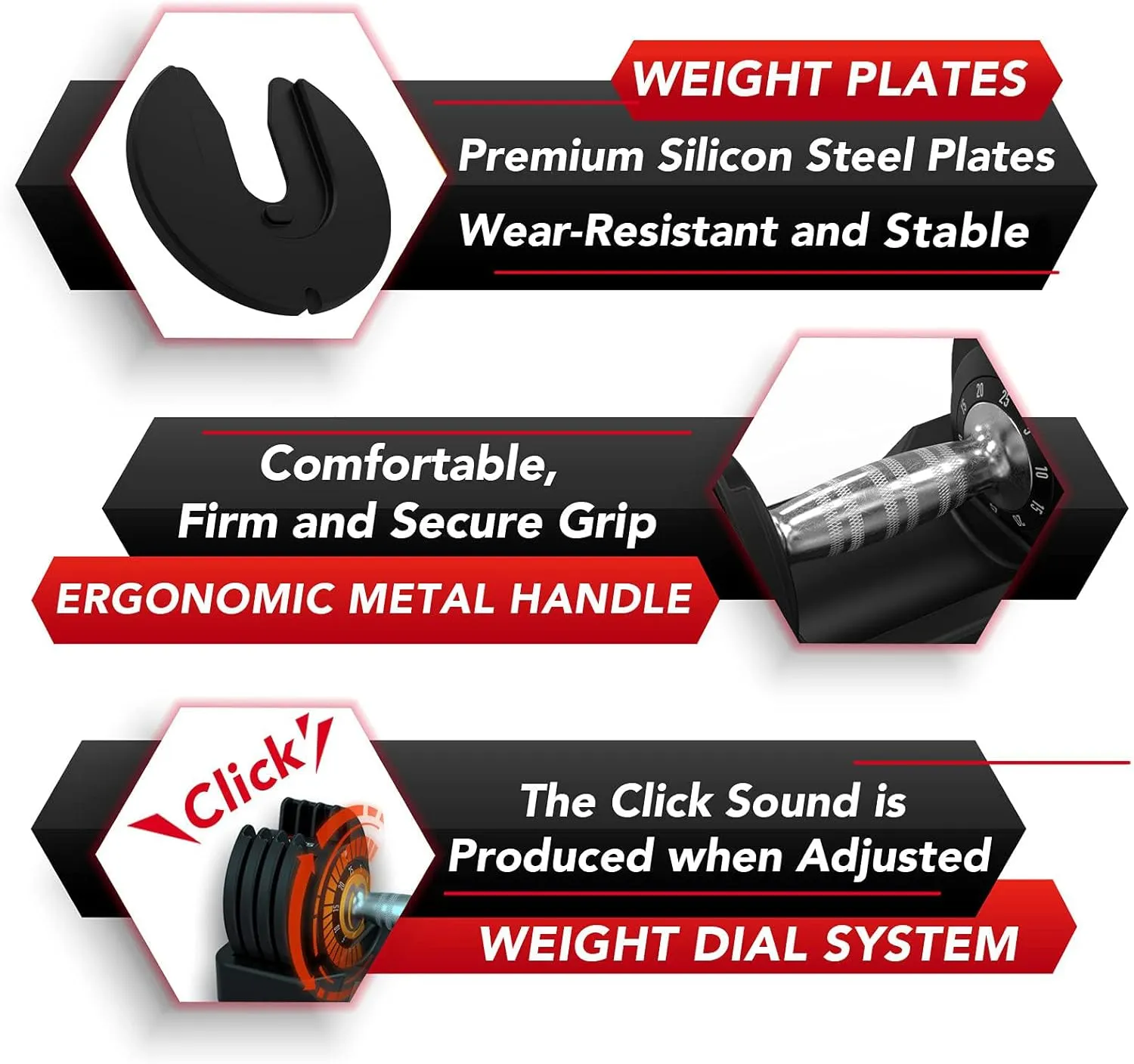 Keppi Adjustable Dumbbells Set, 25lb/40lb/55lb/60lb Dumbbells with Anti-Slip Metal Handle for Exercise & Fitness Fast Adjust Weight for Full Body Workout Fitness