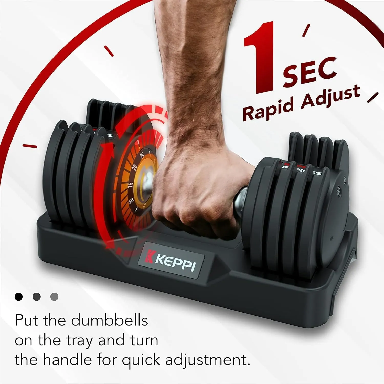 Keppi Adjustable Dumbbells Set, 25lb/40lb/55lb/60lb Dumbbells with Anti-Slip Metal Handle for Exercise & Fitness Fast Adjust Weight for Full Body Workout Fitness