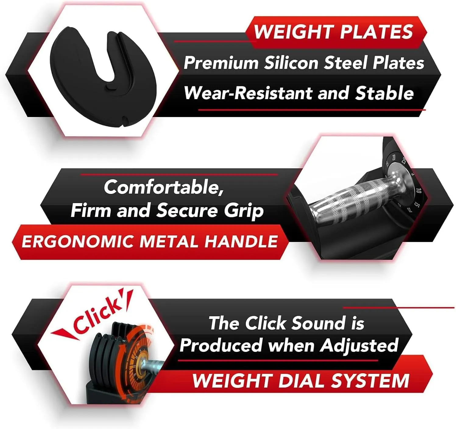 Keppi Adjustable Dumbbells Set, 25lb/40lb/55lb/60lb Dumbbells with Anti-Slip Metal Handle for Exercise & Fitness Fast Adjust Weight for Full Body Workout Fitness