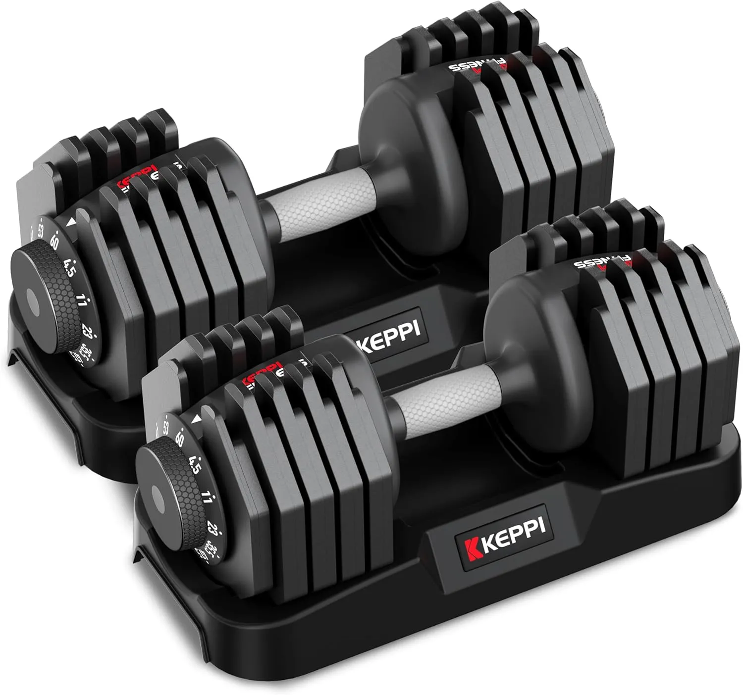Keppi Adjustable Dumbbells Set, 25lb/40lb/55lb/60lb Dumbbells with Anti-Slip Metal Handle for Exercise & Fitness Fast Adjust Weight for Full Body Workout Fitness