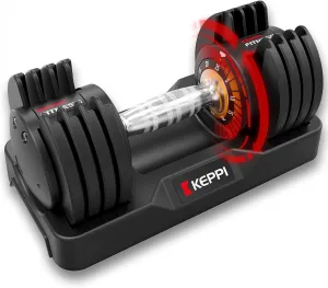Keppi Adjustable Dumbbells Set, 25lb/40lb/55lb/60lb Dumbbells with Anti-Slip Metal Handle for Exercise & Fitness Fast Adjust Weight for Full Body Workout Fitness