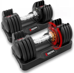 Keppi Adjustable Dumbbells Set, 25lb/40lb/55lb/60lb Dumbbells with Anti-Slip Metal Handle for Exercise & Fitness Fast Adjust Weight for Full Body Workout Fitness