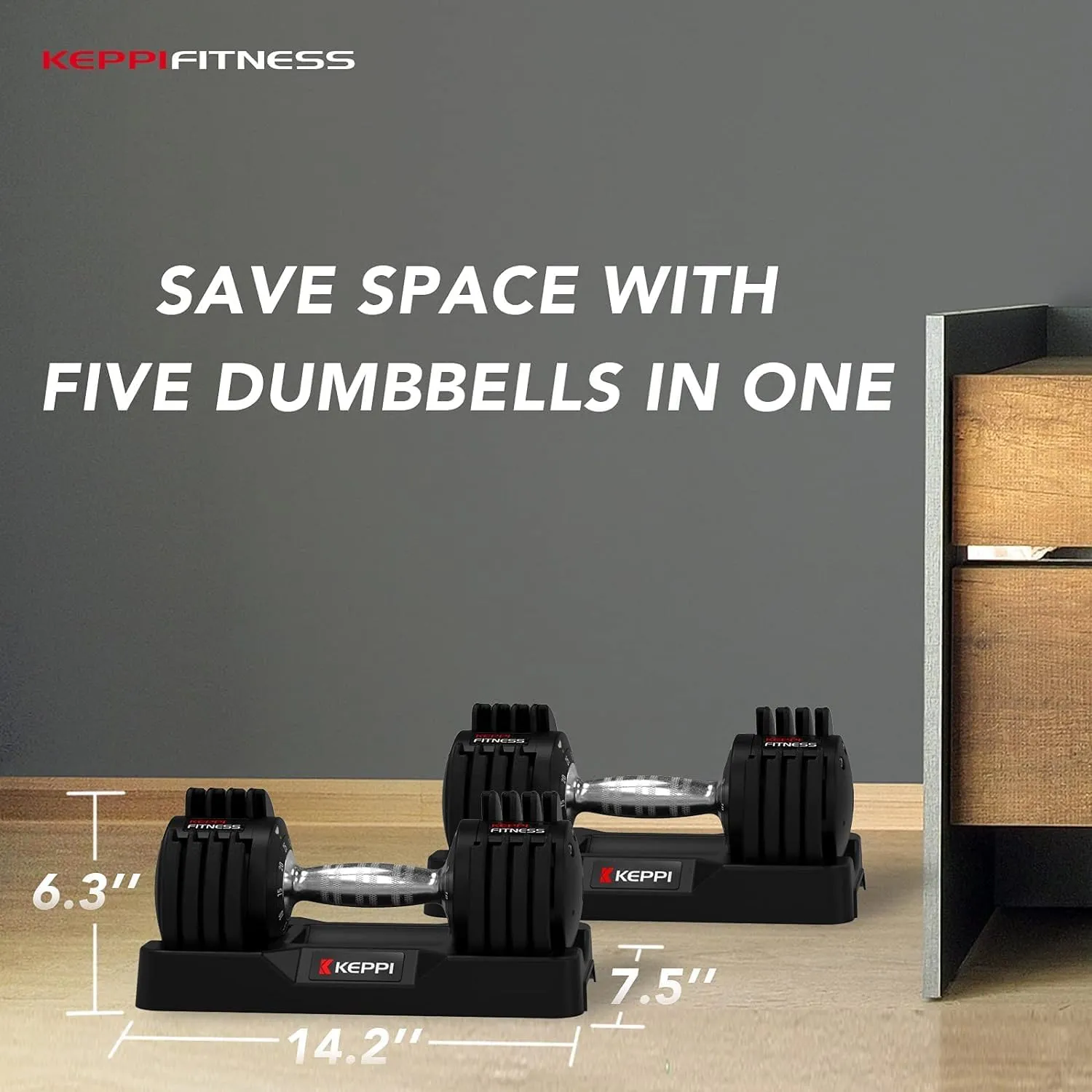 Keppi Adjustable Dumbbells Set, 25lb/40lb/55lb/60lb Dumbbells with Anti-Slip Metal Handle for Exercise & Fitness Fast Adjust Weight for Full Body Workout Fitness
