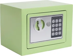 Key and Electronic Security Safe Box Digital Deposit Box for Home Office Hotel Business Lock Box for Cash Jewelry Storage (Light Green, 0.17 Cubic Feet)