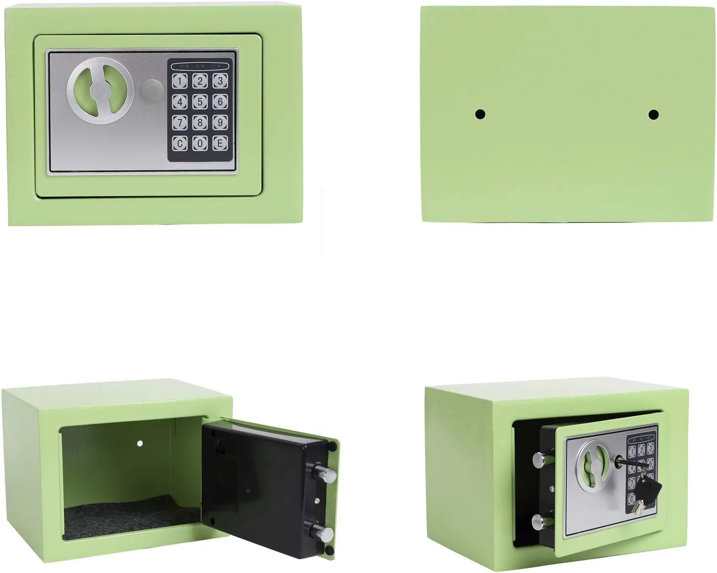 Key and Electronic Security Safe Box Digital Deposit Box for Home Office Hotel Business Lock Box for Cash Jewelry Storage (Light Green, 0.17 Cubic Feet)