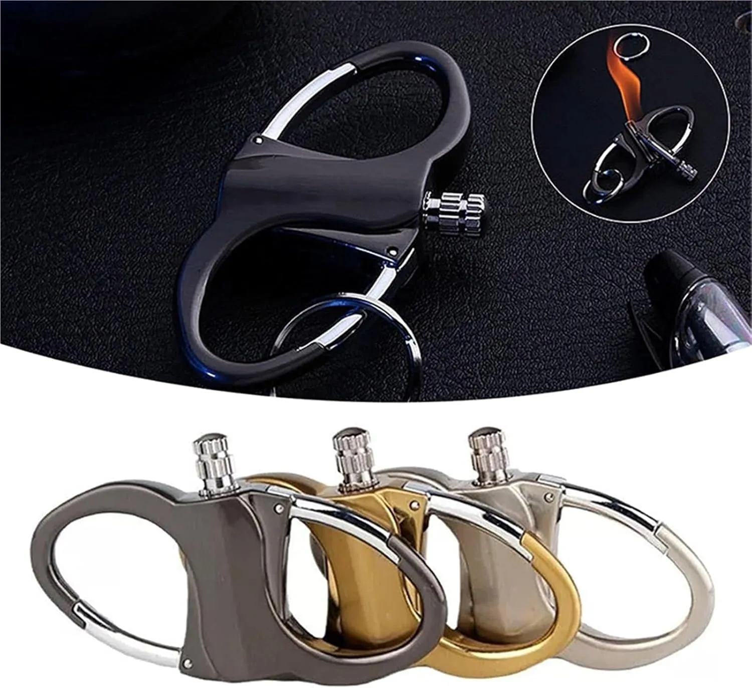 Keychain Lighter, Permanent Match Unlimited Lighter with Keychain, Permanent Match Lighter, Emergency igniter Set, Metal Keychain Unlimited Waterproof Stick(Black)