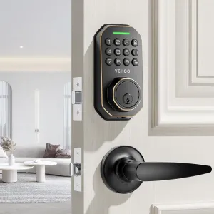 Keyless Entry Door Lock Deadbolt with Handle Set Smart Locks for Front Door with Lever Handle Auto Locking, Anti-Peeping Password, Easy Installation for Home Hotel Bedroom Door Oil Rubbed Bronze