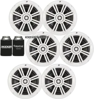KICKER White OEM Replacement Marine 6.5" 4 Ohm Coaxial Speaker Bundle - 6 Speakers