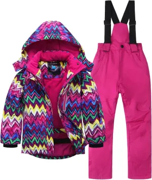 Kids Ski Jacket & Pants Set Winter Snowboarding Rain Coats Girls Boys Snow Suits