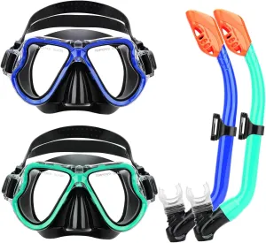 Kids Snorkel Set for Ages 6-14, Snorkeling Gear for Kids with Dry Top Snorkel Anti-Leak Anti-Fog Panoramic View Snorkel Mask, Boys Girls Junior Teens Snorkeling Set for Swimming Snorkeling