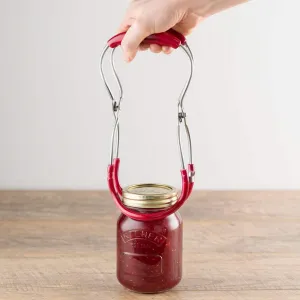 Kilner Jam Jar Sterilising Tongs, Steel, Silver/Red, 6 x 10 x 24 cm