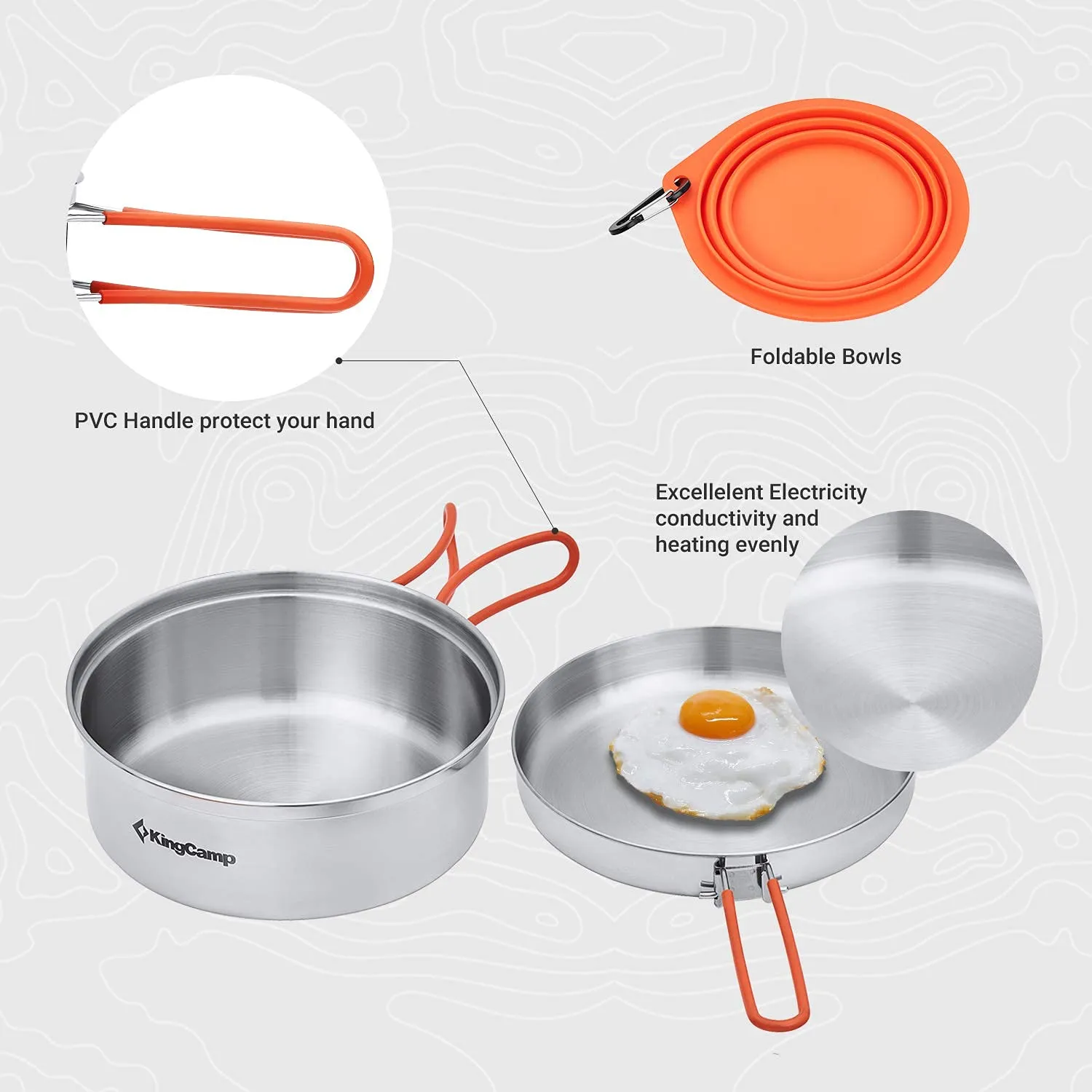KingCamp 17/25pcs Stainless Steel Cookware Set pro