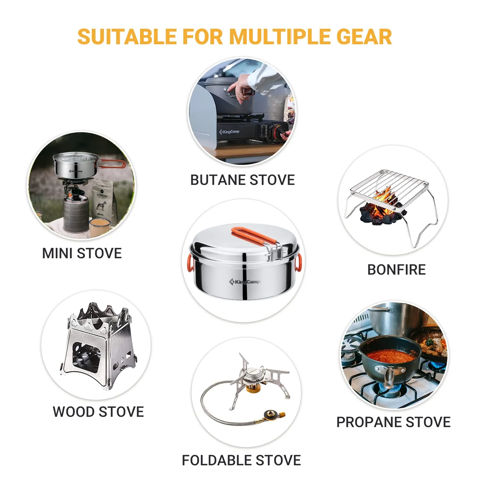 KingCamp 17/25pcs Stainless Steel Cookware Set pro