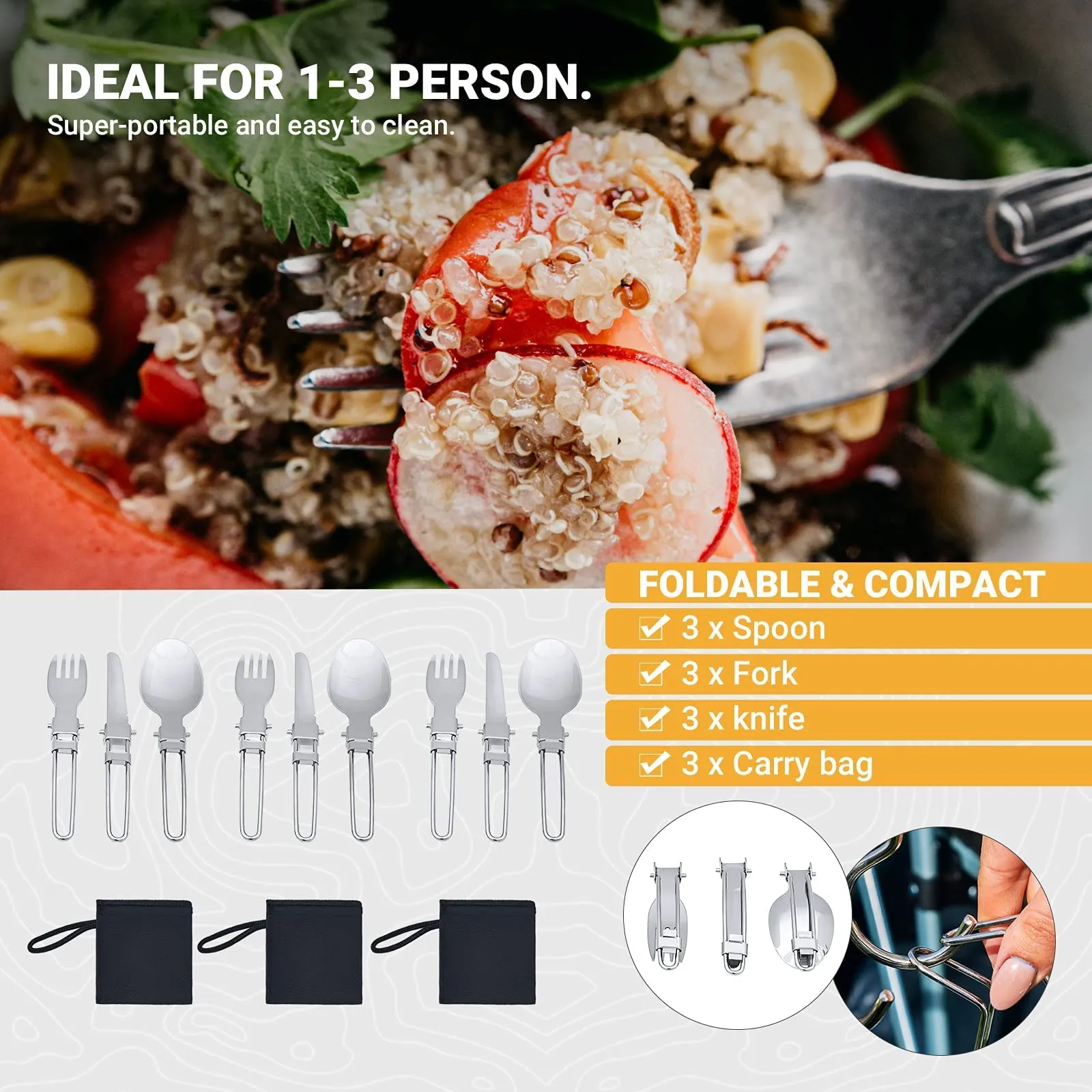 KingCamp Stainless Steel Camping Cookware Mess Kit 25 PCS