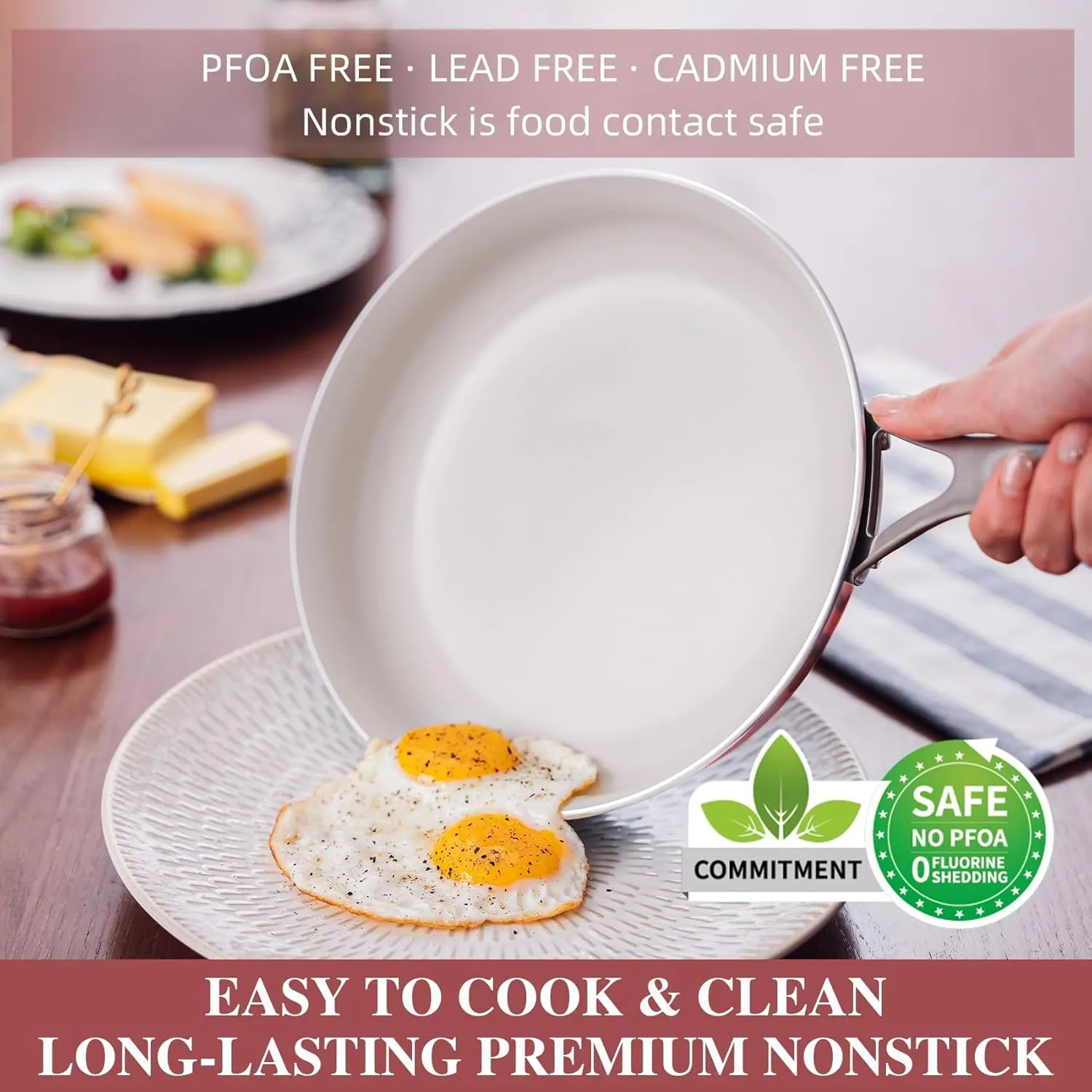 Kitchen Pots and Pans Set Non Stick, 11 Pieces Cookware Set Ceramic Nonstick Coated, Scratch-Resistant, PFAS Free, Oven Safe, Induction Ready & Evenly Heats, Enamel Cooking Set - Coral Red