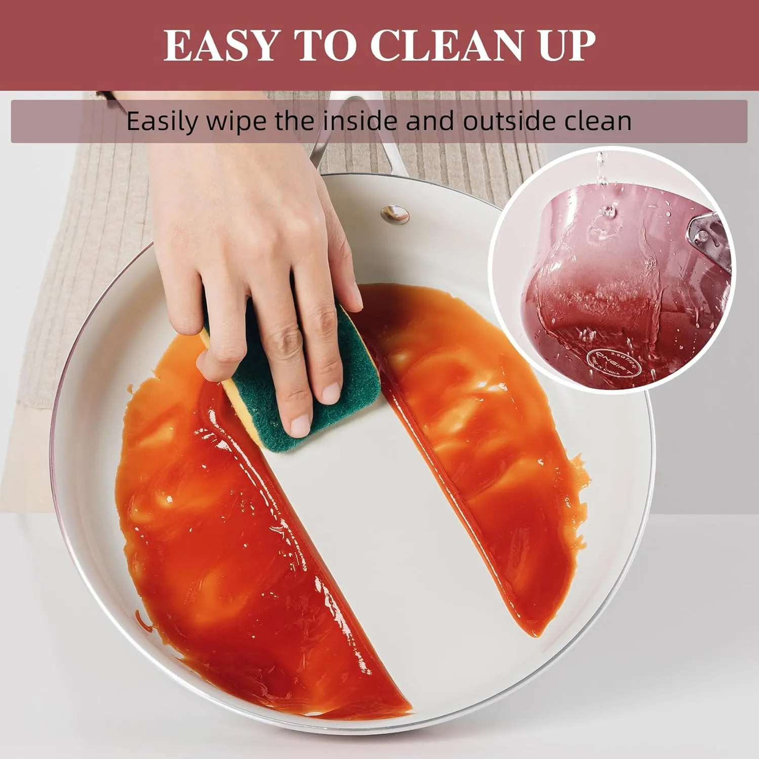 Kitchen Pots and Pans Set Non Stick, 11 Pieces Cookware Set Ceramic Nonstick Coated, Scratch-Resistant, PFAS Free, Oven Safe, Induction Ready & Evenly Heats, Enamel Cooking Set - Coral Red