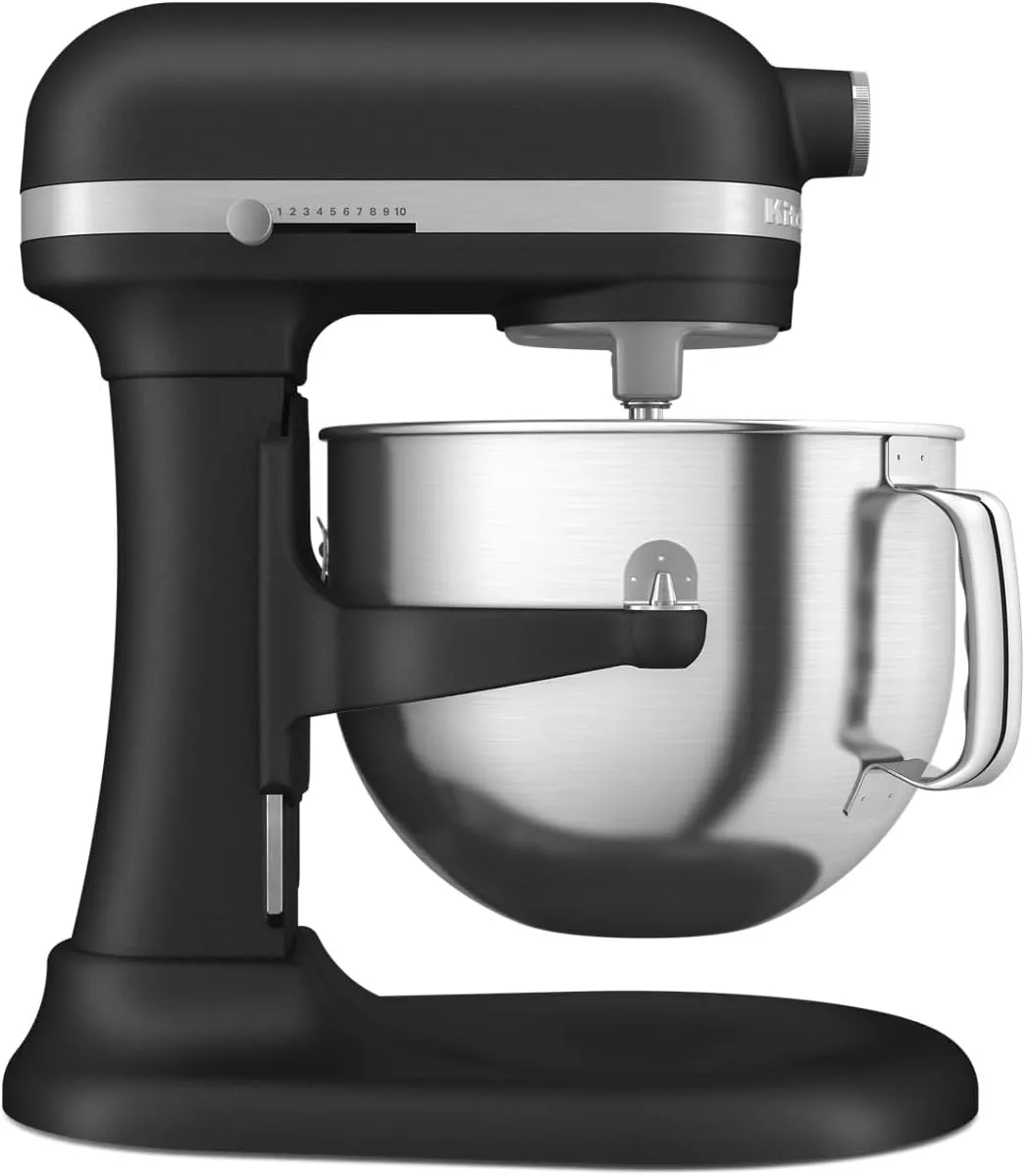 KitchenAid® 7 Quart Bowl-Lift Stand Mixer, Cast Iron Black & KSMPDX Pasta Deluxe Set Stand Mixer Attachment, 5 Piece, Stainless Steel