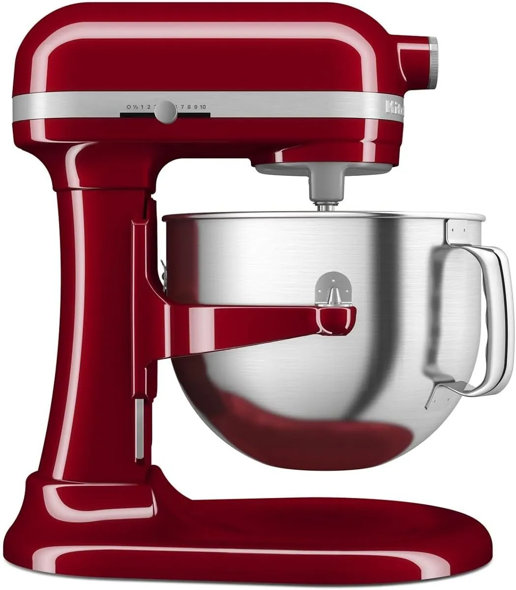 KitchenAid® 7 Quart Bowl-Lift Stand Mixer, Empire Red & KSMPDX Pasta Deluxe Set Stand Mixer Attachment, 5 Piece, Stainless Steel