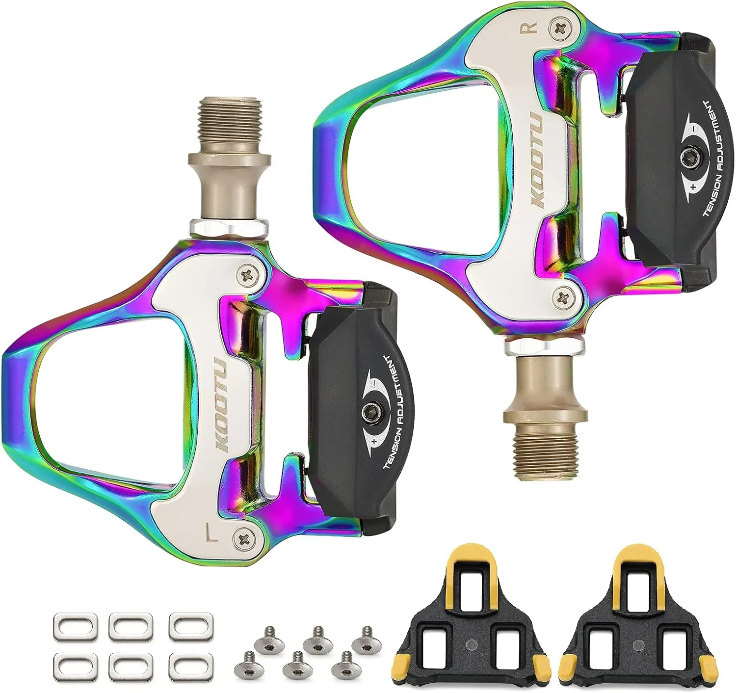 KOOTU KEO Bike Pedals 9/16" Universal Road Bike Pedals Bicycle Platform Pedals Clipless Pedals Suitable for Road Bike Spin Bike MTB Indoor Bike