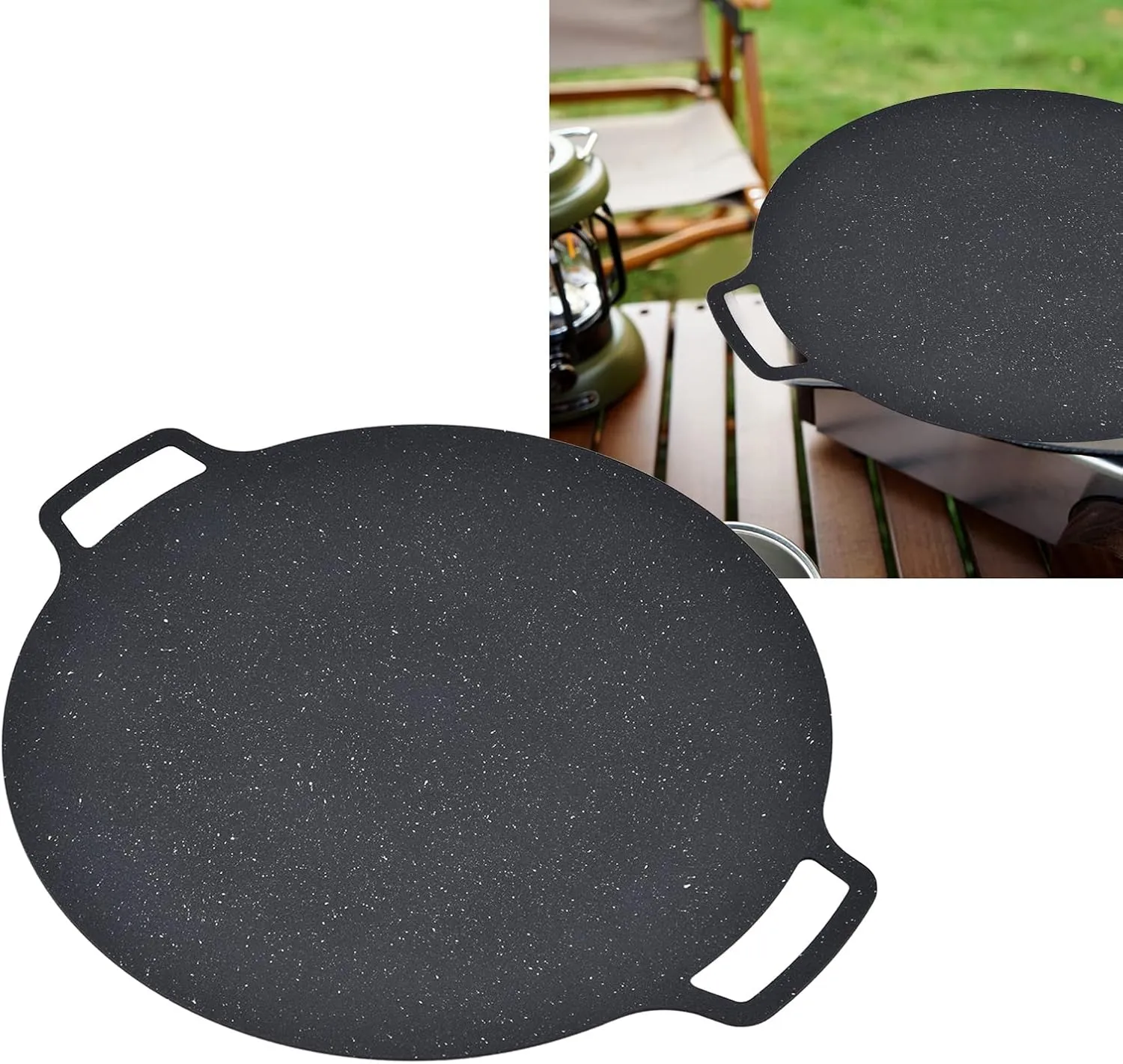 Korean BBQ Grill, Good Insulation Heat Resistant Solid Grilling Pan Nonstick for Outdoor Indoor Party for Camping 36CM