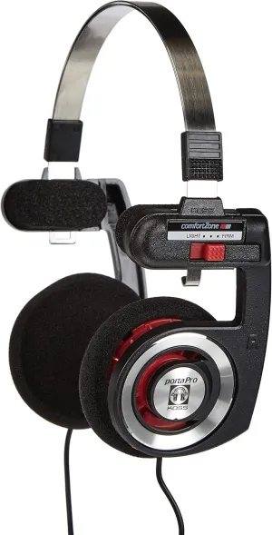 Koss Porta Pro Headphones Ear Phones Red Hot Collapsible Design with Travel Bag Included