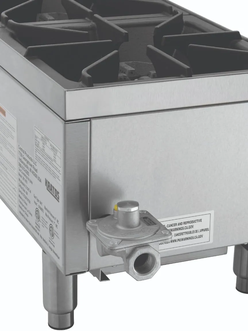 Kratos Commercial Countertop Gas Range - 2 Burners, 50,000 Total BTU, Field Convertible to Liquid Propane, 12" W (29Y-070)