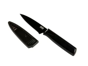 Kuhn Rikon Colori Serrated Paring Knife- Black
