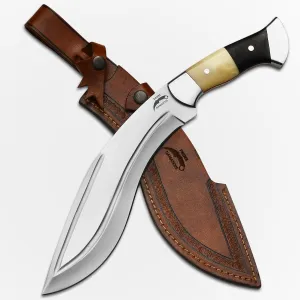 Kukri Machete Knife with Sheath Full Tang- Fixed Blade Cool Tool for Bushcraft and Camping- Best Handmade Gift for Men