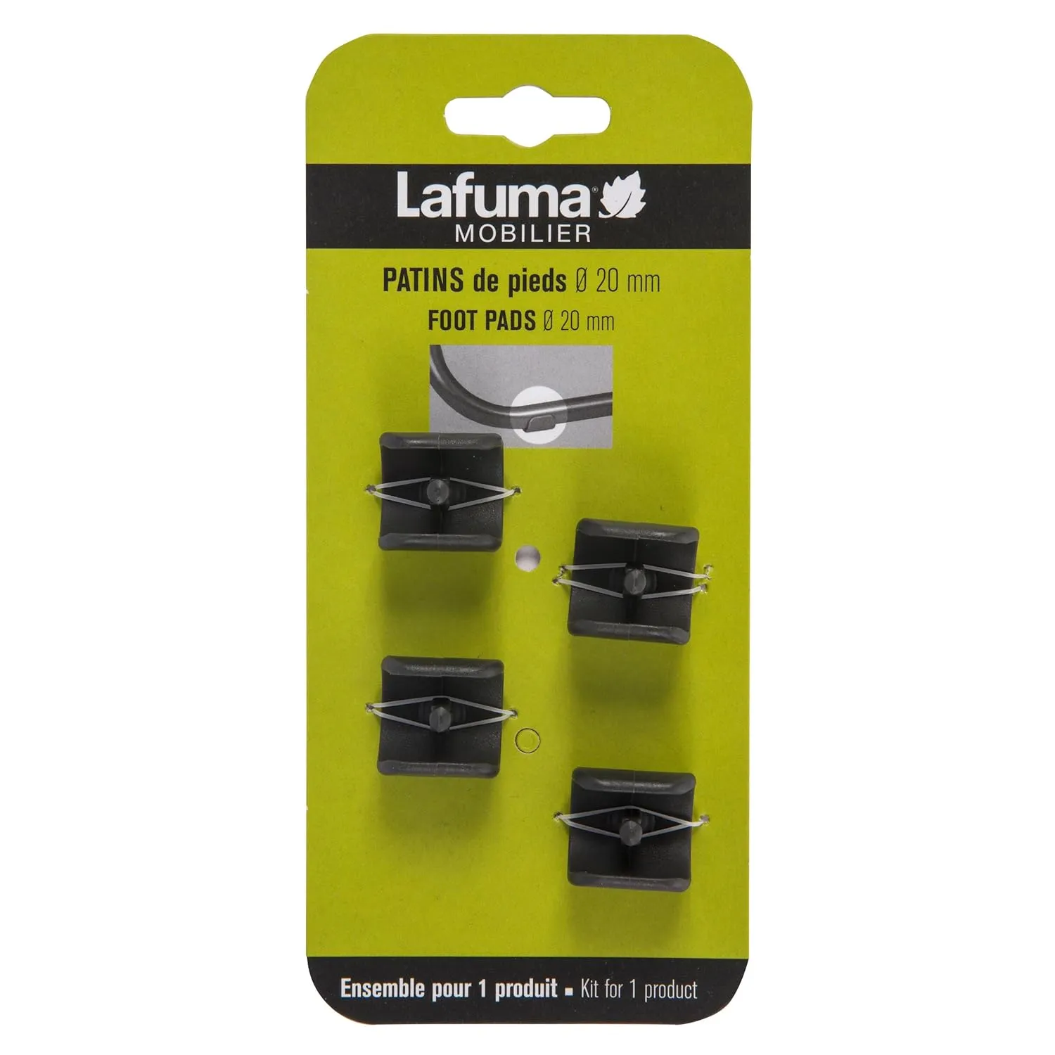Lafuma LFM2418-1229 Set of 4 Gliders for Recliner Chair and Sun Lounger, Diameter: 20 mm, Colour: Anthracite