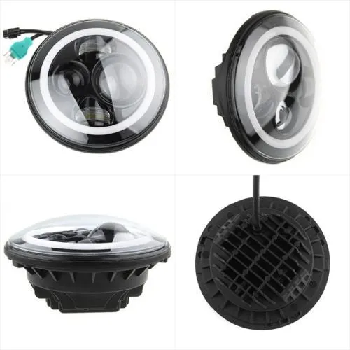 LANDROVER DEFENDER 7 inch LED headlight x 2 new projector lens DRL Halo