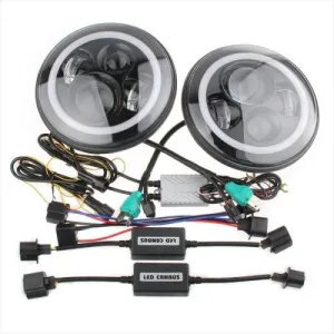 LANDROVER DEFENDER 7 inch LED headlight x 2 new projector lens DRL Halo