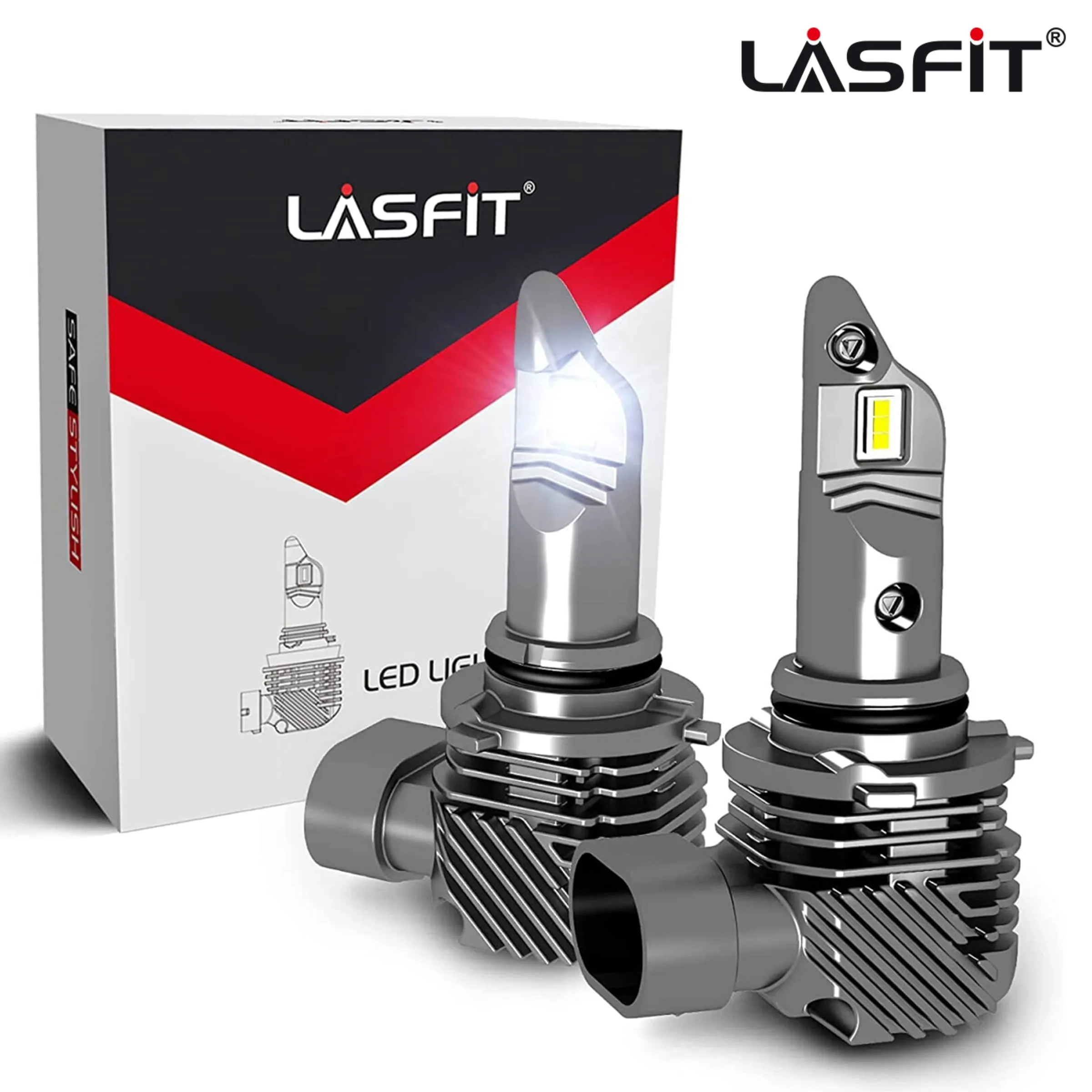 Lasfit 9005 LED Headlight Bulbs,HB3 High Beam Noiseless 40W 4000LM 6000K White, L1plus Series | 2 Bulbs