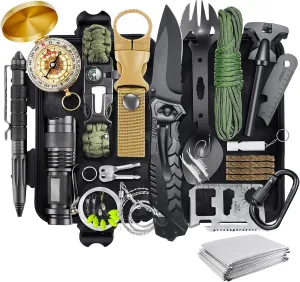 LAUFARY Survival Kits 30 in 1, Christmas Birth Day Gift for Men Women Adventure Lovers, Survival Gear and Equipment, Camping Accessories, Cool Gadgets, Camping, Fishing, Hunting, Adventure.