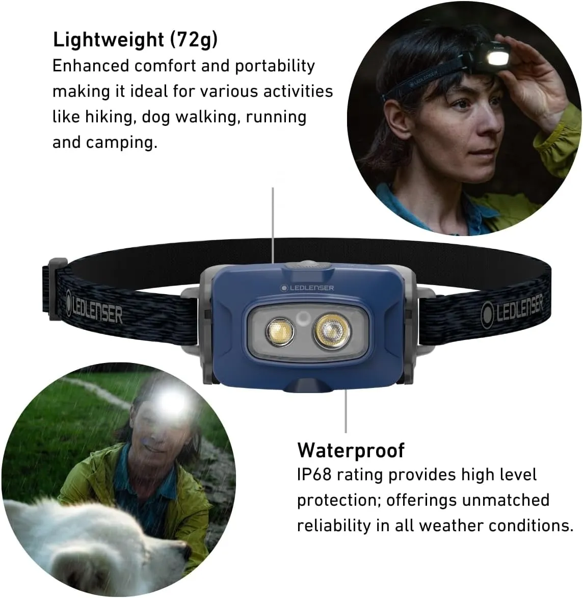 Ledlenser HF4R Core Headlamp LED Rechargeable LED Head Torch 500 Lumen Adventure Headlights Waterproof with Red Light Outdoor Headlamp Headlamp Waterproof Head Torch IP68
