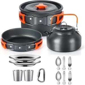 Lightweight Aluminum Camping Cooking Set - Outdoor Cookware Kit for Traveling, Trekking, and Hiking
