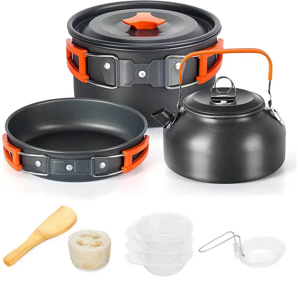 Lightweight Aluminum Camping Cooking Set - Outdoor Cookware Kit for Traveling, Trekking, and Hiking