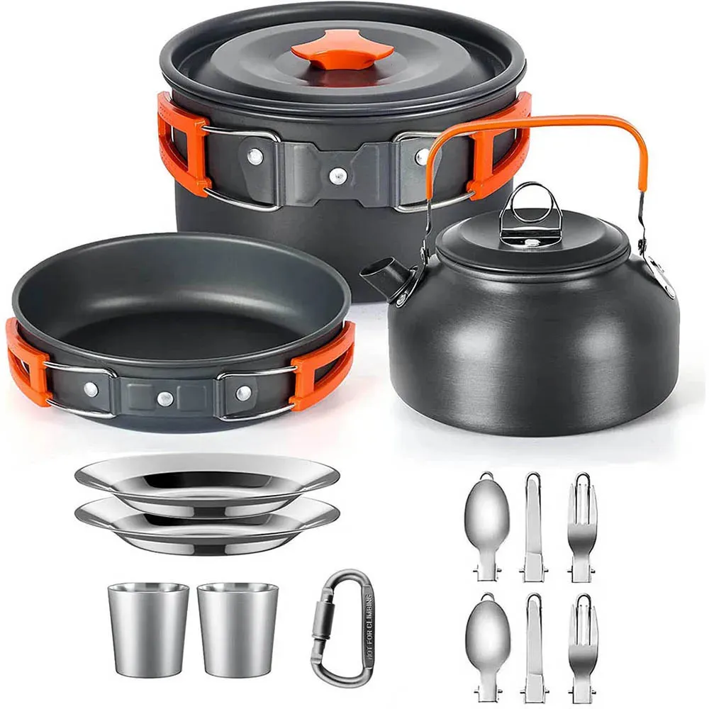 Lightweight Aluminum Camping Cooking Set - Outdoor Cookware Kit for Traveling, Trekking, and Hiking