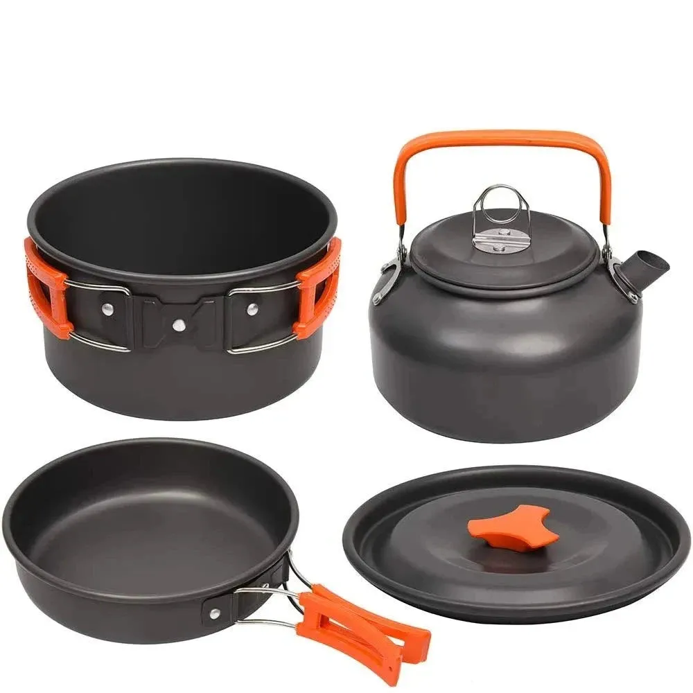 Lightweight Aluminum Camping Cooking Set - Outdoor Cookware Kit for Traveling, Trekking, and Hiking