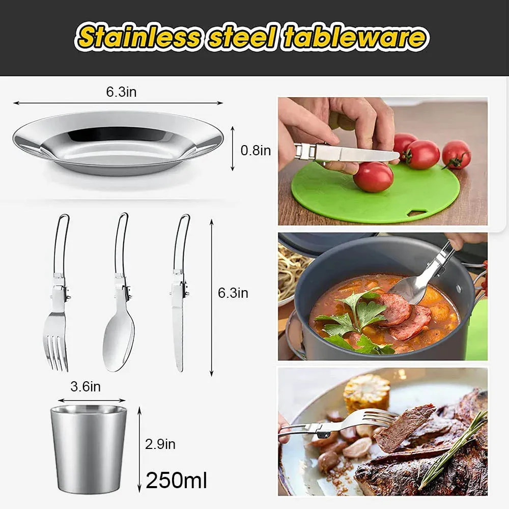 Lightweight Aluminum Camping Cooking Set - Outdoor Cookware Kit for Traveling, Trekking, and Hiking