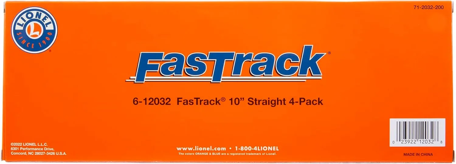 Lionel FasTrack 10” Straight Track, Electric O Gauge, (Pack of 4)