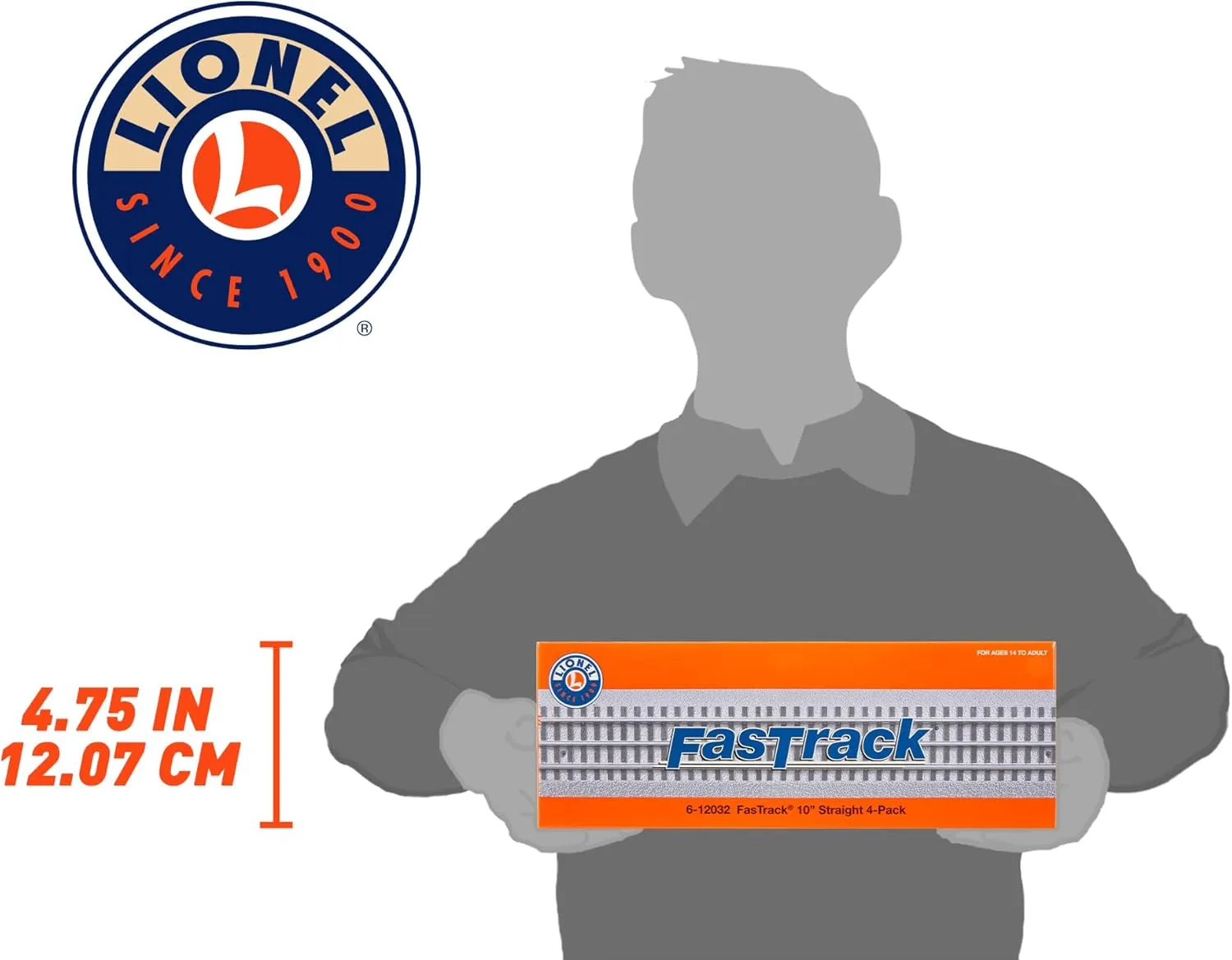 Lionel FasTrack 10” Straight Track, Electric O Gauge, (Pack of 4)