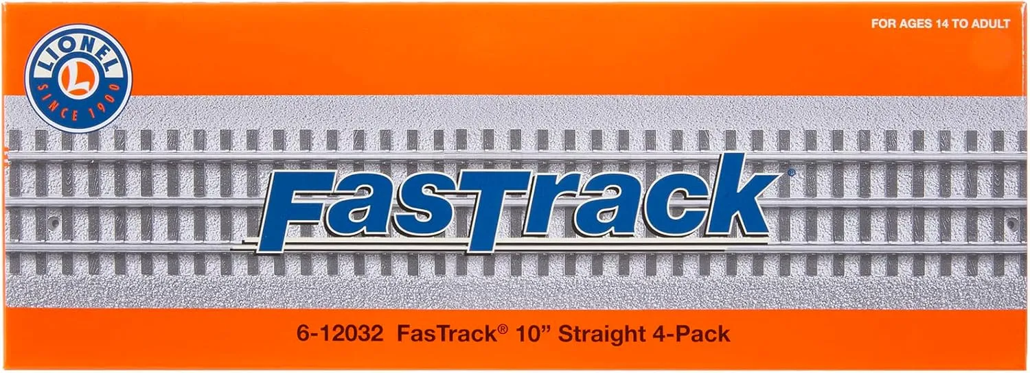 Lionel FasTrack 10” Straight Track, Electric O Gauge, (Pack of 4)