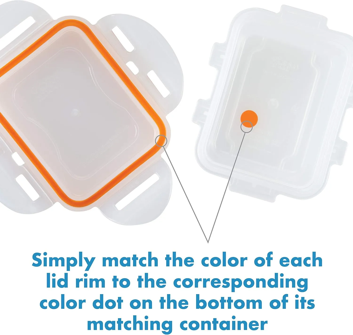 LOCK & LOCK Easy Essentials Color Mates Food Storage lids/Airtight containers, BPA Free, 14 Piece, Clear