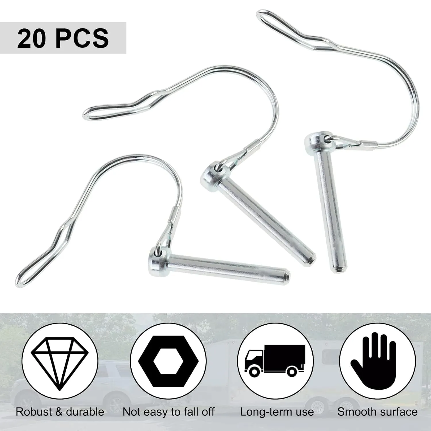 Lock Pin,Locking Pin,Hitch Pin,Hitch Lock,Trailer Pin,Trailer Coupler Pin, Wire Lock Pins, Shaft Locking Pin, Wire Locking Pin, Arch Shape Safety Coupler Pin with Long Ear for Trailer Farm(6mm x 44.5m
