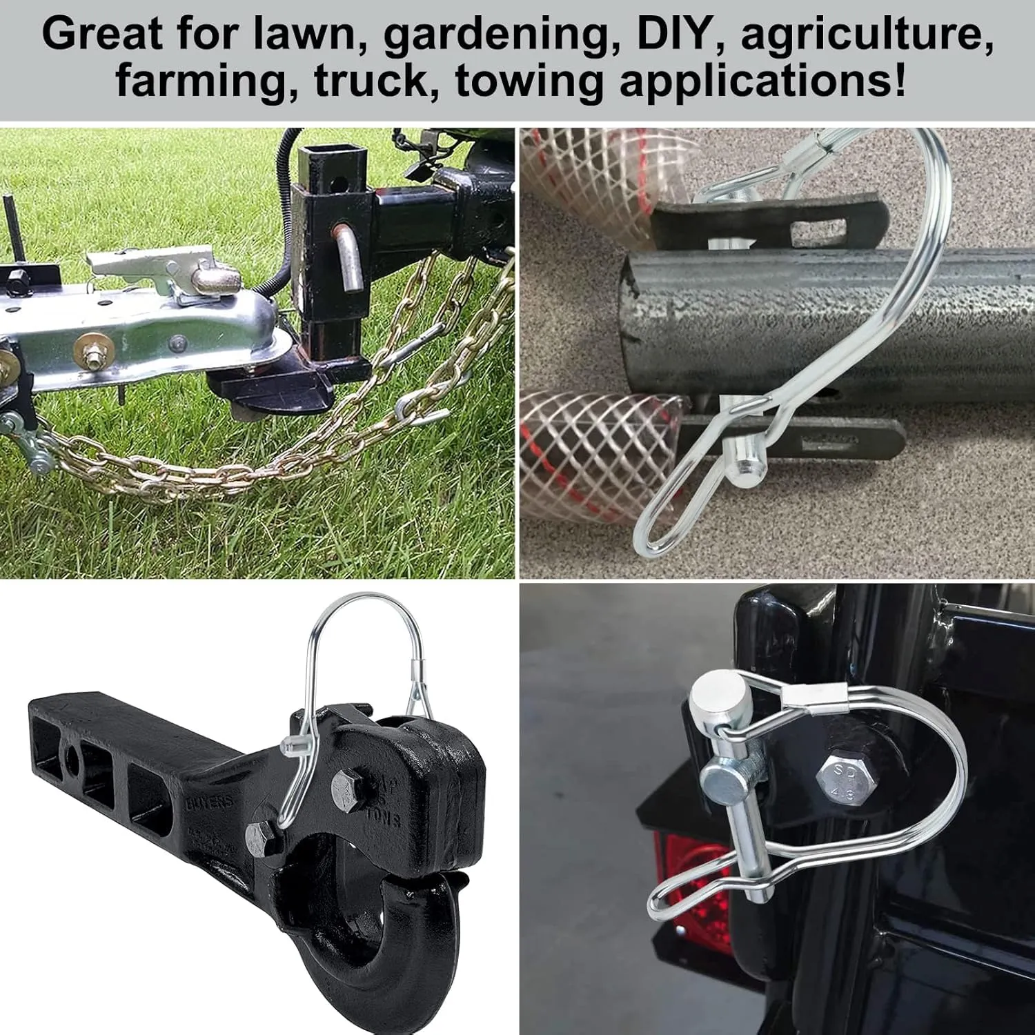 Lock Pin,Locking Pin,Hitch Pin,Hitch Lock,Trailer Pin,Trailer Coupler Pin, Wire Lock Pins, Shaft Locking Pin, Wire Locking Pin, Arch Shape Safety Coupler Pin with Long Ear for Trailer Farm(6mm x 44.5m