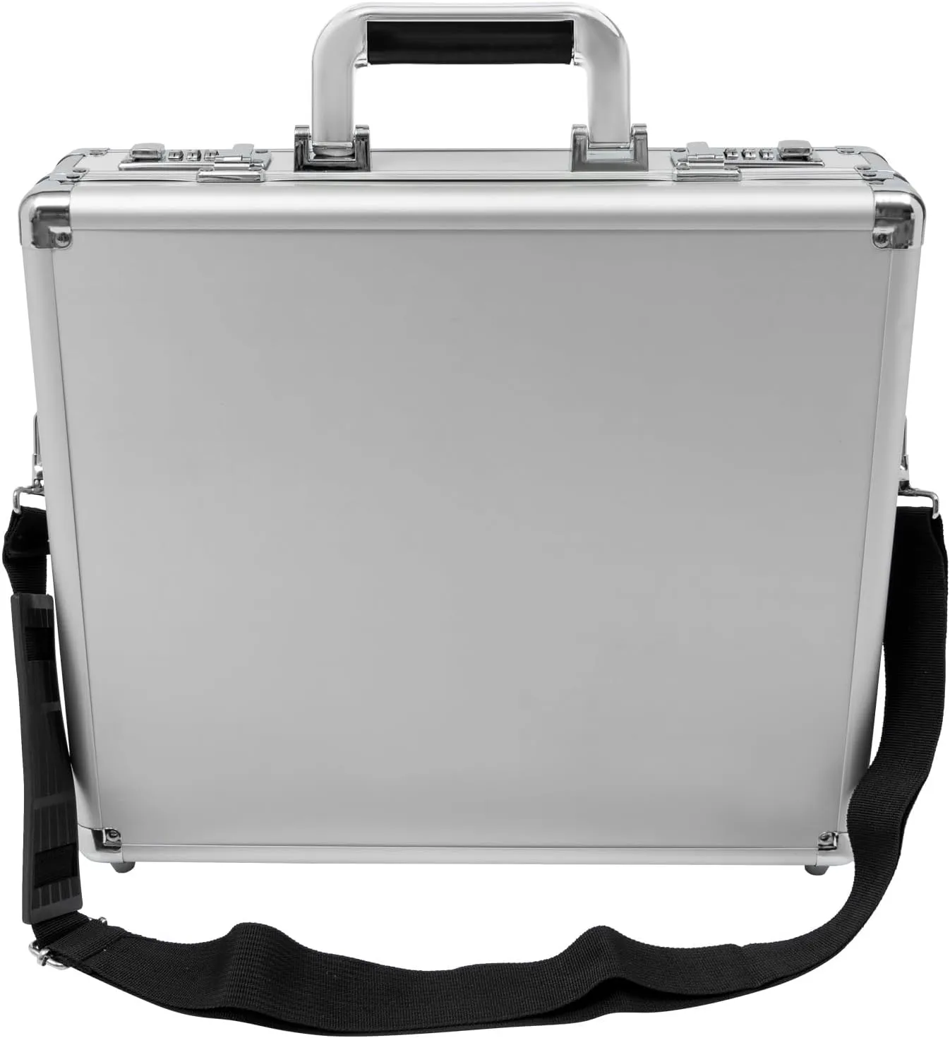 Locking Hard Briefcase with Dual Combination Locks & Strap, 15 x 13 x 4.3 Inch Laptop Case Aluminum Frame Document Case