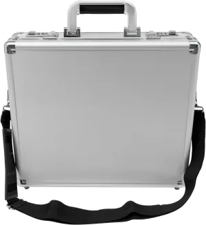 Locking Hard Briefcase with Dual Combination Locks & Strap, 15 x 13 x 4.3 Inch Laptop Case Aluminum Frame Document Case